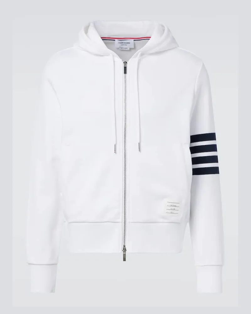 Thom Browne Kapuzenjacke 4-Bar aus Baumwoll-Jersey Weiß