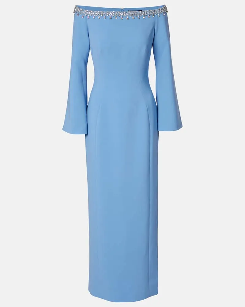 Jenny Packham Maxikleid Lima mit Kristallen und Zierperlen Blau