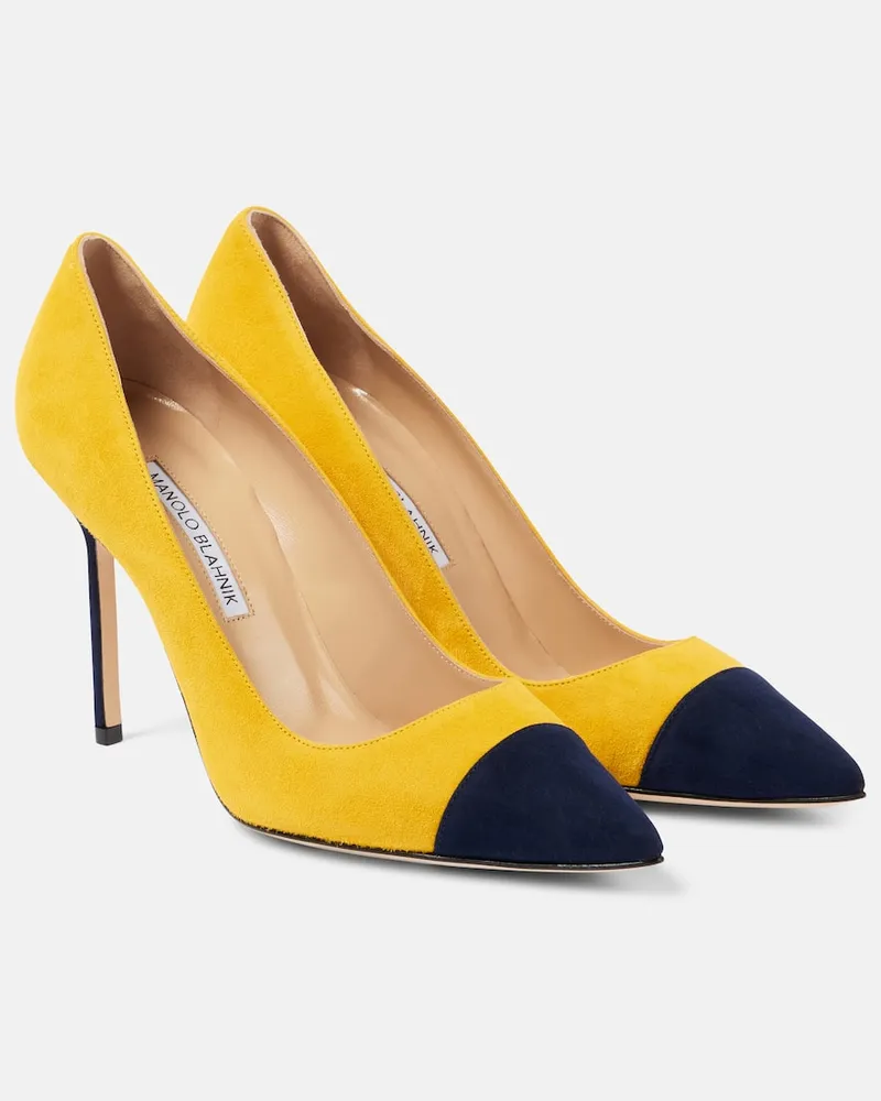 Manolo Blahnik Pumps Capcour 105 aus Veloursleder Gelb