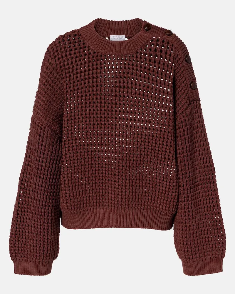Brunello Cucinelli Pullover aus einem Baumwollgemisch Braun
