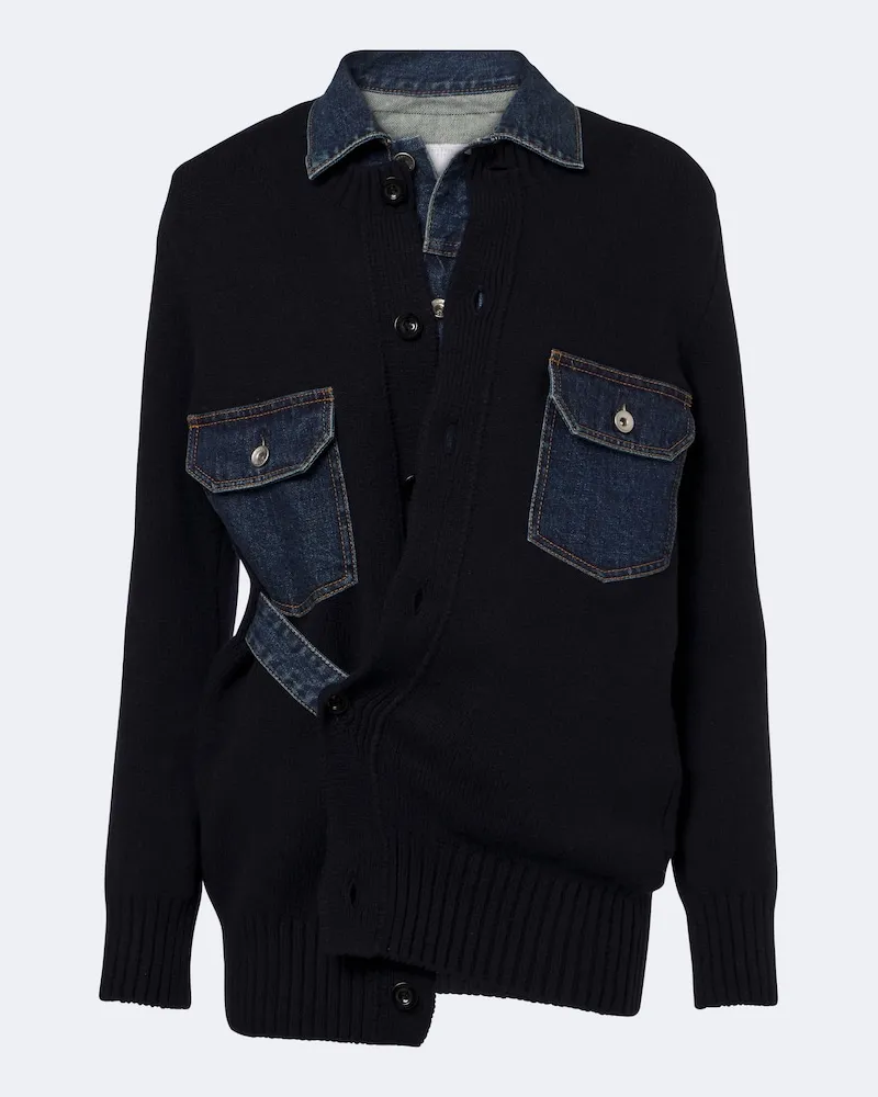 Sacai Cardigan aus Denim Blau
