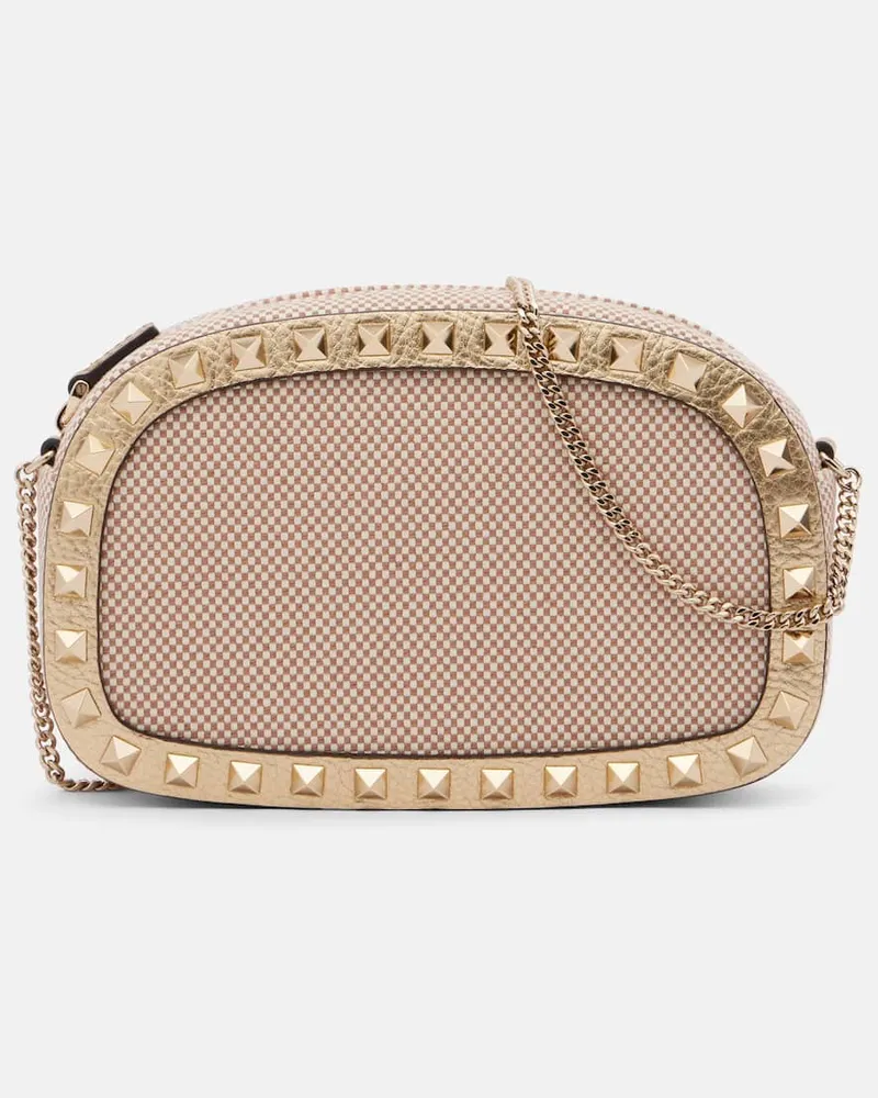 Valentino Garavani Schultertasche Rockstud VLogo Mini aus Canvas Rosa