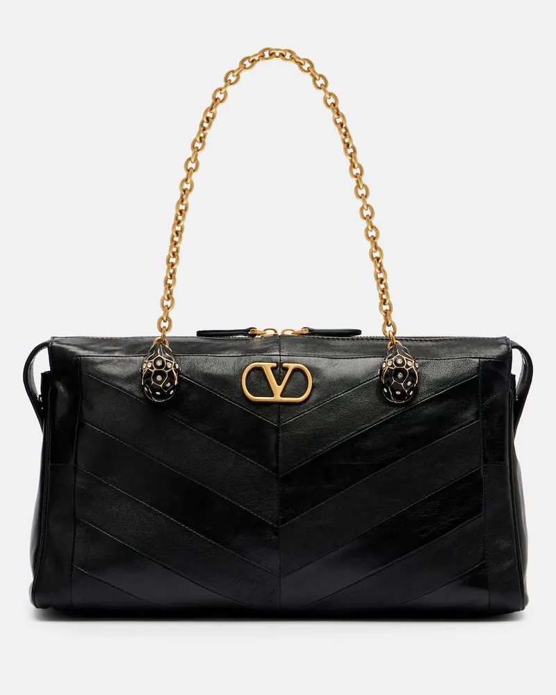 Valentino Garavani Tote Bag Growl Medium aus Leder Schwarz