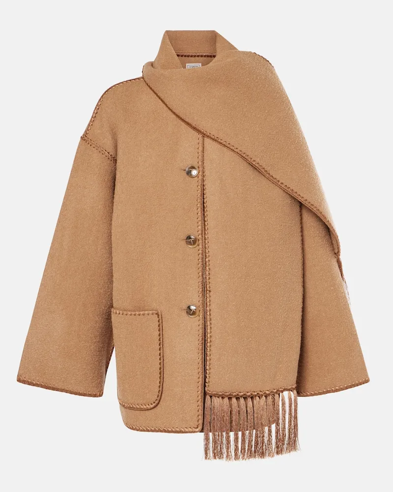 Totême Bestickte Jacke aus einem Wollgemisch Braun