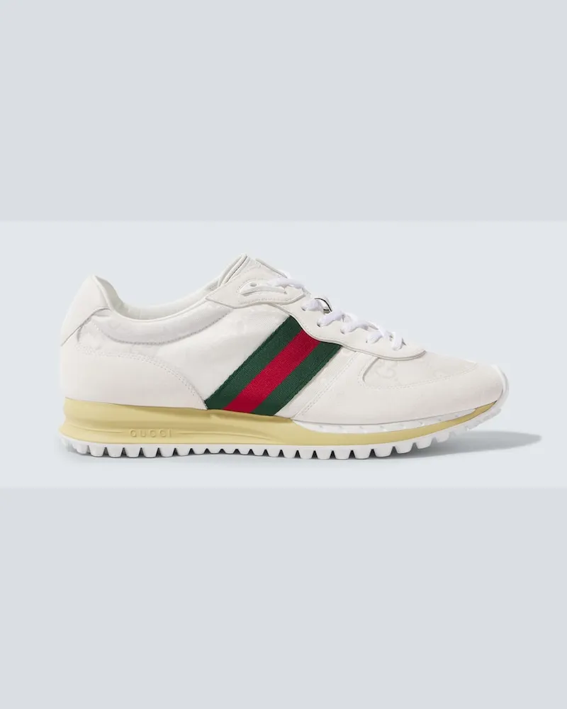 Gucci Sneakers Re-Motion Web Stripe mit Veloursleder Weiß
