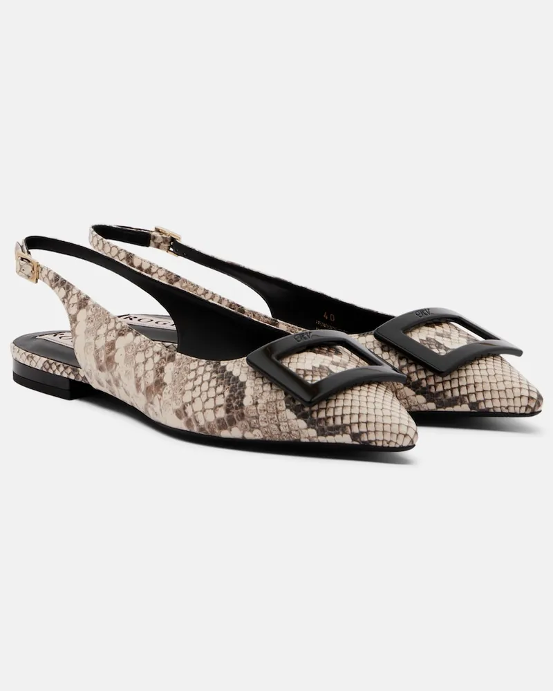 Roger Vivier Slingback-Ballerinas Gommettine aus Leder Beige