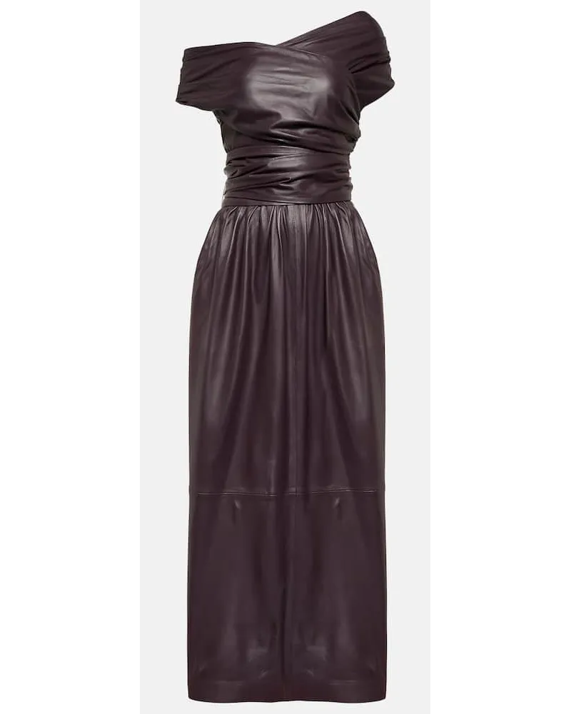 Altuzarra Off-Shoulder-Maxikleid Corfu aus Leder Lila