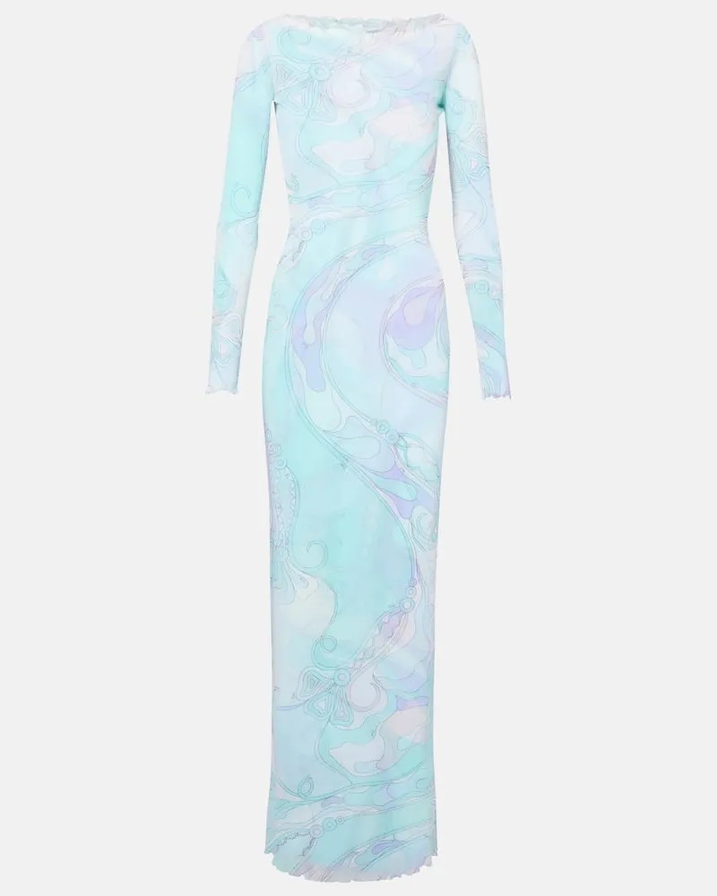 Emilio Pucci Maxikleid Orchidee aus Tüll Multicolor