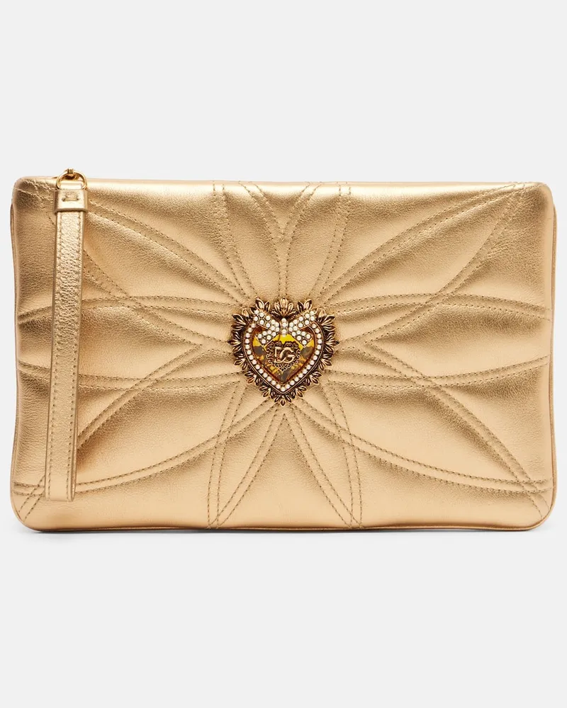 Dolce & Gabbana Etui Devotion Mini aus Metallic-Leder Gold