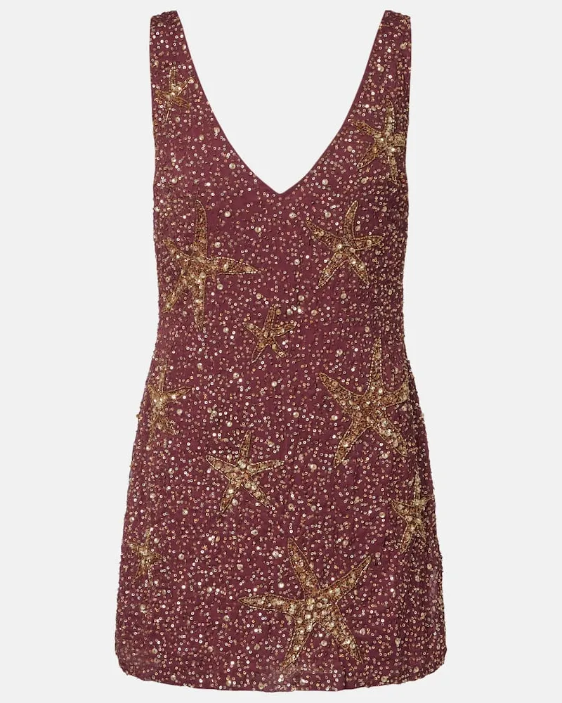 RIXO Verziertes Minikleid Christabel Burgund