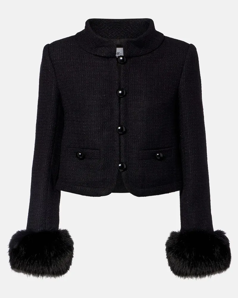 Self-Portrait Jacke mit Pailletten Schwarz