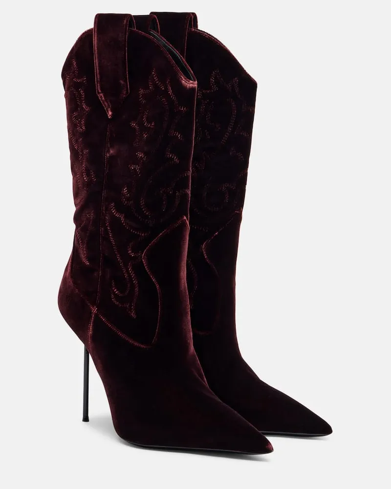 Paris Texas Westernstiefel Lidia 105 aus Samt Burgunderrot