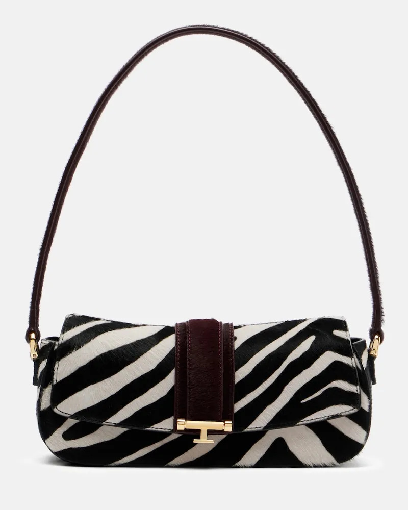 The New Arrivals Ilkyaz Ozel Schultertasche Zébrée.07 aus Kalbshaar Weiß