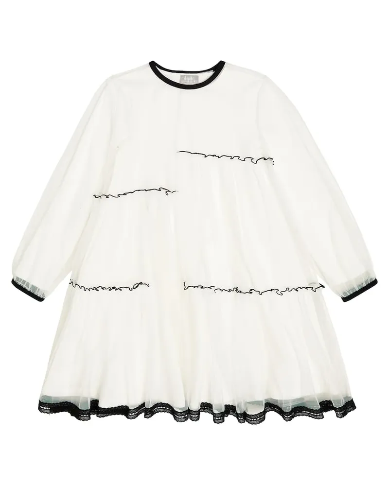 Il Gufo Kleid aus Tüll und Jersey Weiß