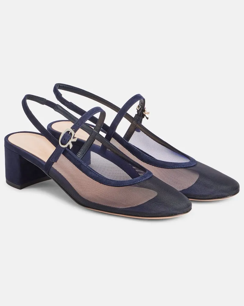 Gianvito Rossi Slingback-Pumps Francoise 45 mit Veloursleder Blau
