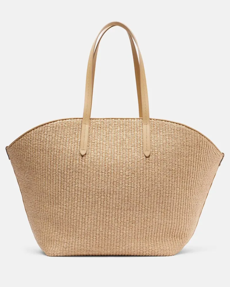 Brunello Cucinelli Tote Large aus Raffiabast mit Leder Beige