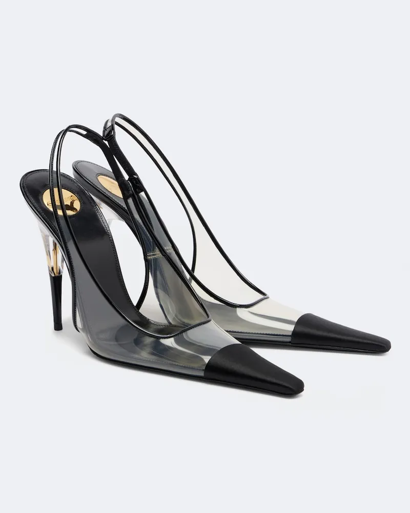 Saint Laurent Slingback-Pumps Romy mit Satinbesatz Transparent