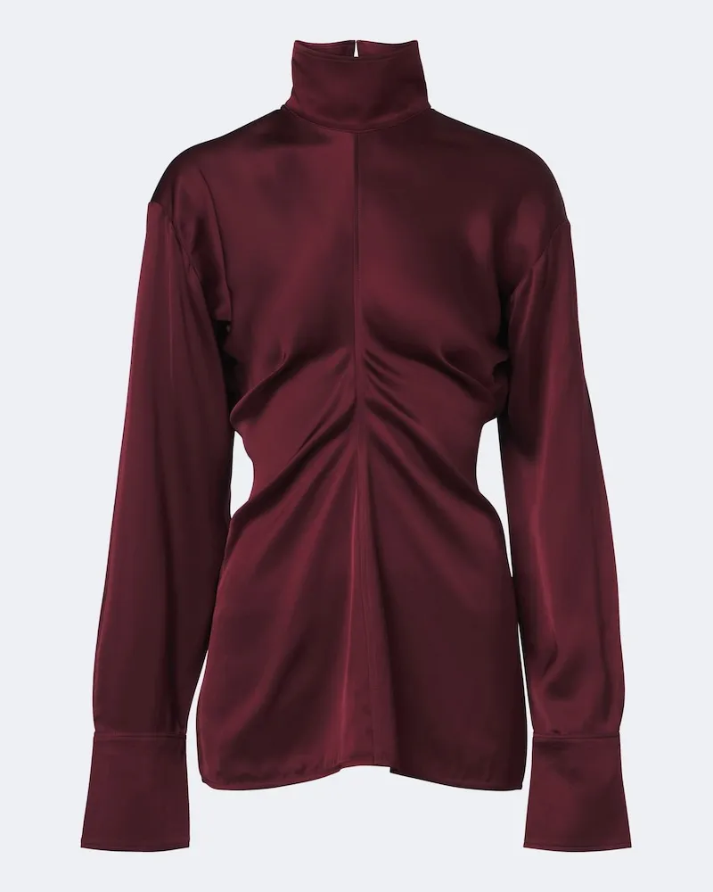 Totême Bluse Slouch aus Satin Burgunderrot