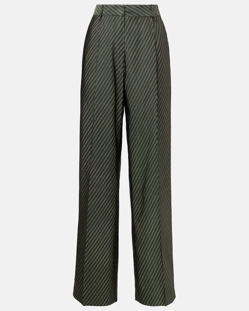 Dries van Noten Weite High-Rise-Hose Grün