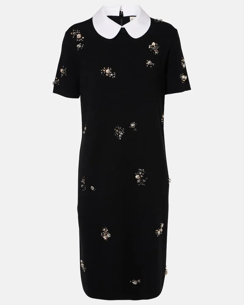 Tory Burch Verziertes Midikleid aus einem Wollgemisch Schwarz