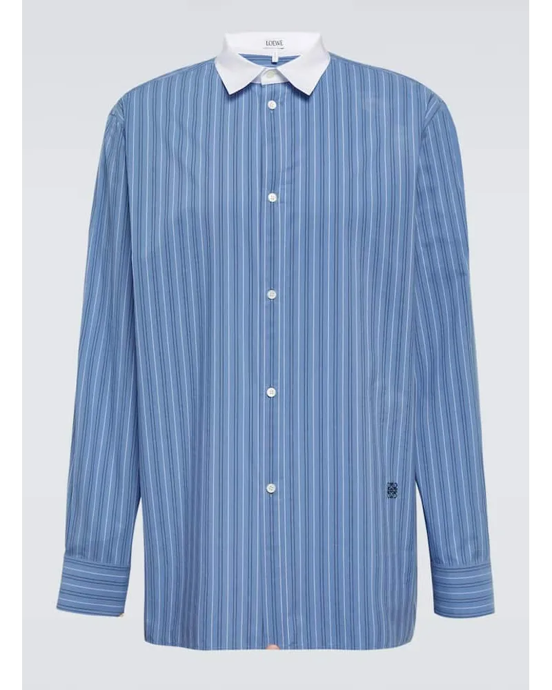 Loewe Hemd aus Baumwollpopeline Blau