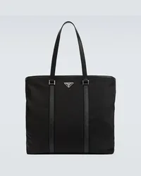 Prada Tote aus Re-Nylon mit Leder Schwarz