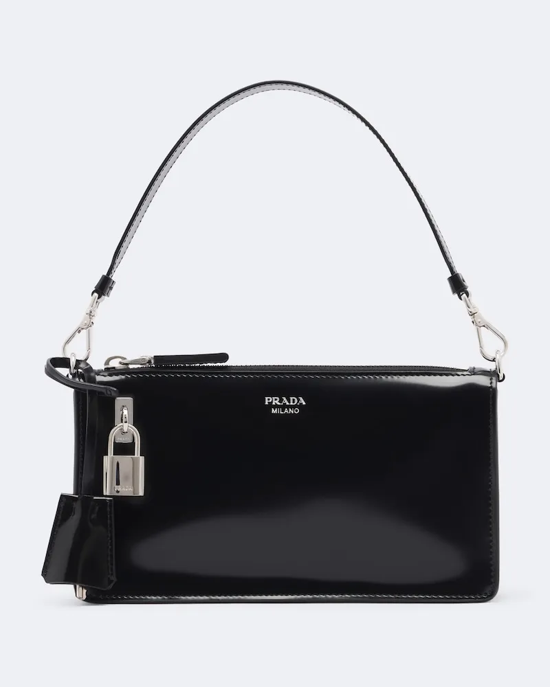Prada Etui mit Riemen aus Leder Schwarz