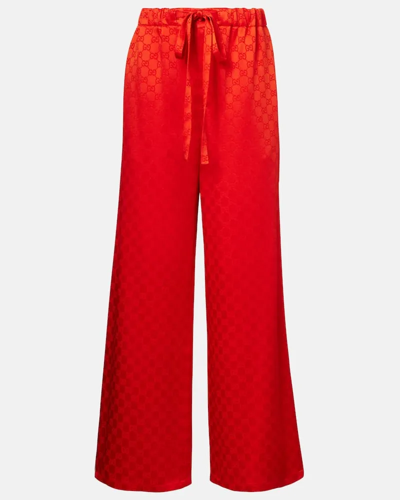 Gucci Weite Hose GG aus Satin Orange