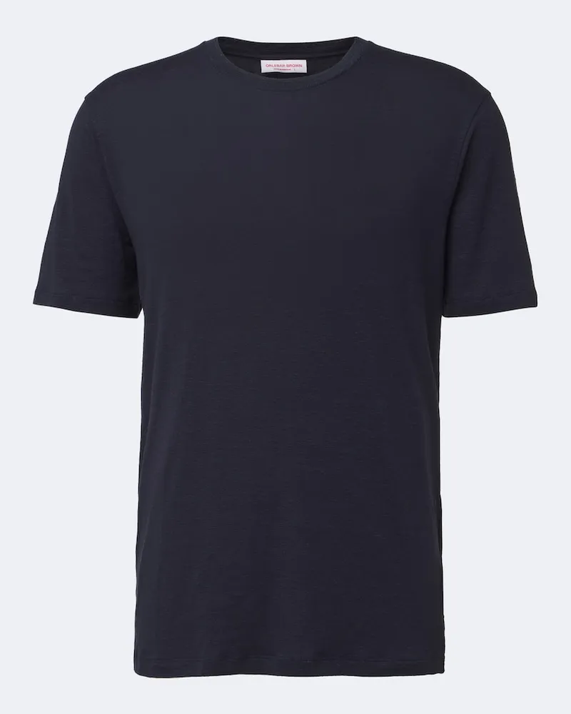 Orlebar Brown T-Shirt aus einem Leinengemisch Blau