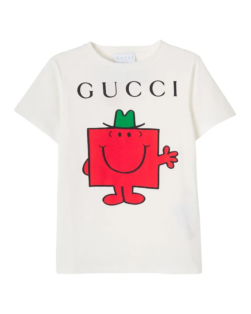 Gucci X Mr. Men Little Miss T-Shirt aus Baumwolle Weiß