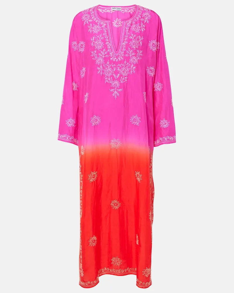 Juliet Dunn Bestickter Kaftan aus Seide Rosa