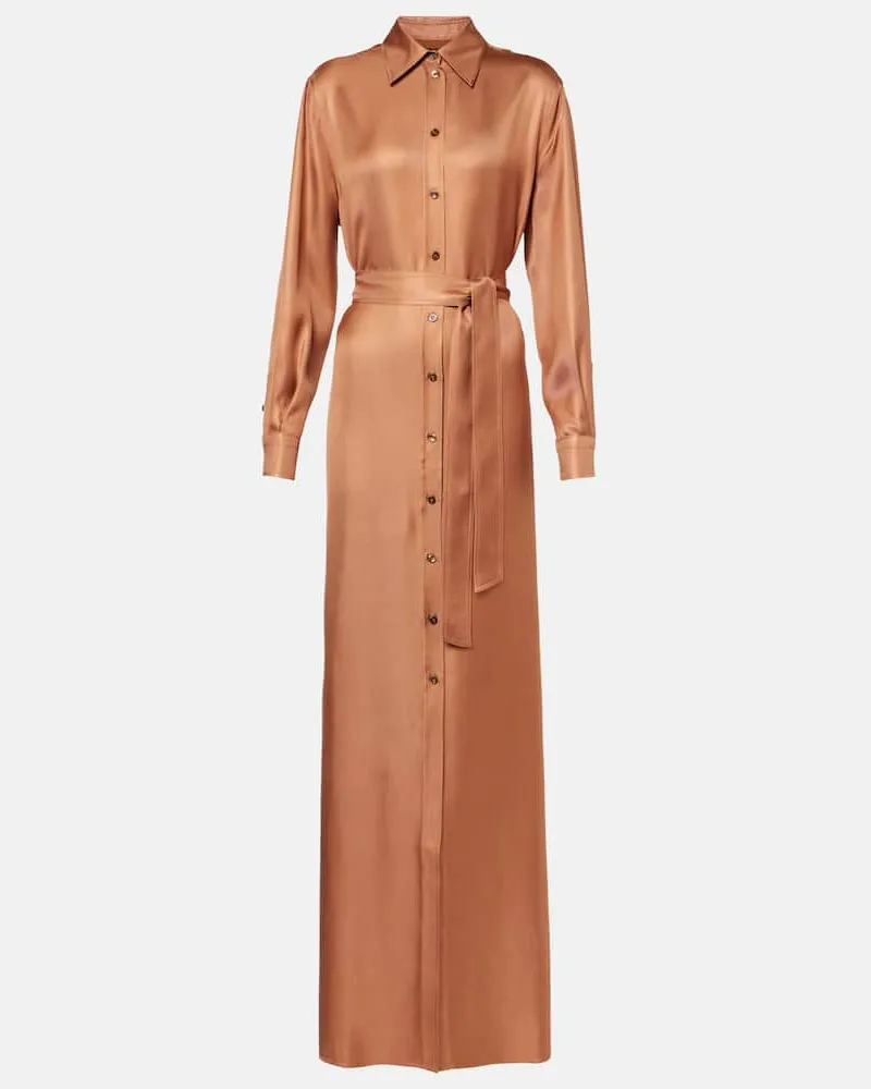 Tom Ford Hemdblusenkleid aus Seiden-Twill Braun