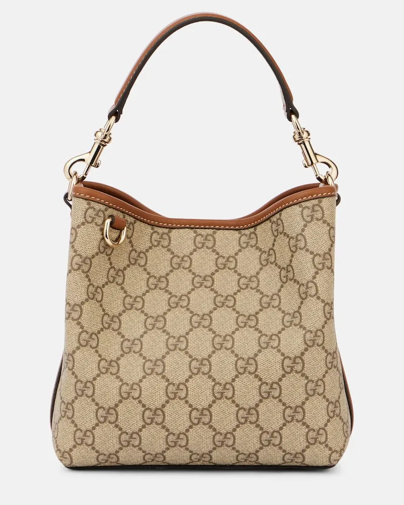 Gucci Bucket Bag GG Emblem Small aus Canvas Beige