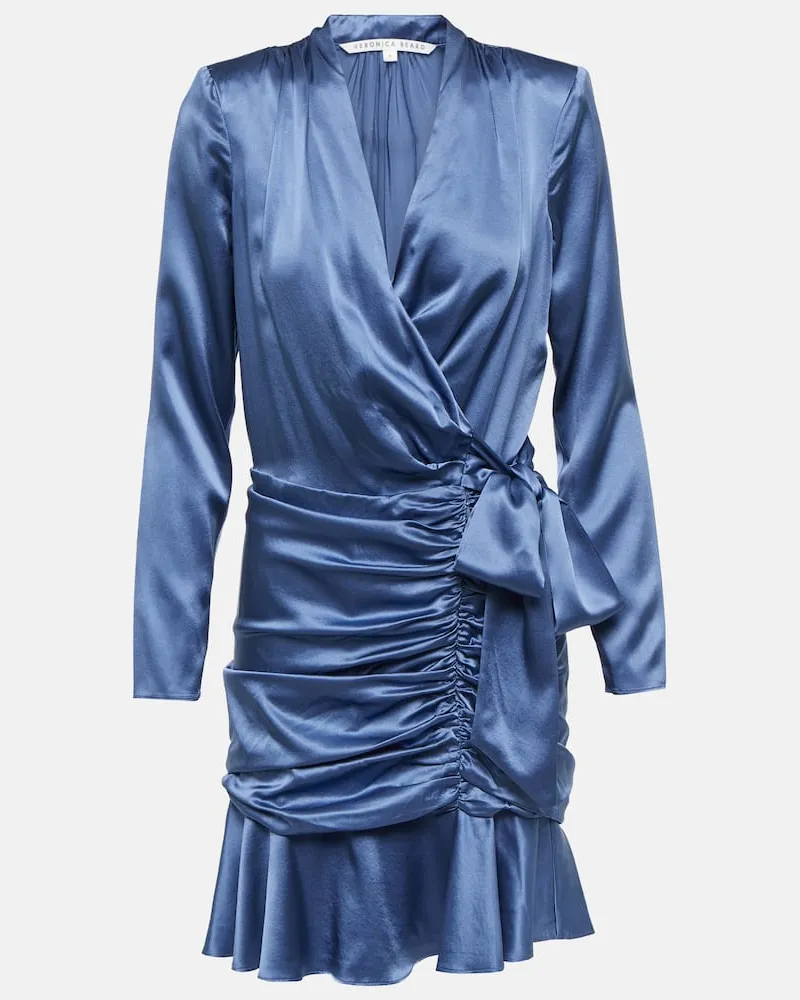 Veronica Beard Wickel-Minikleid Agatha aus Satin Blau