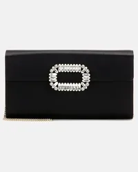 Roger Vivier Clutch Evening Envelope aus Satin Schwarz