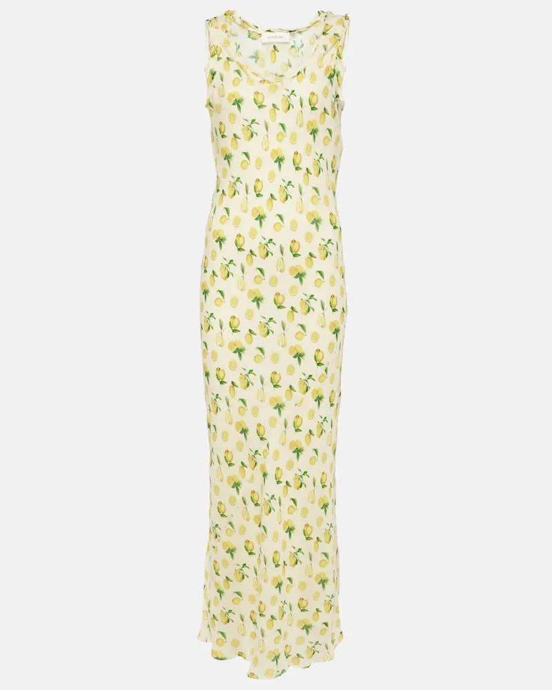 SPORTMAX Bedrucktes Maxikleid Tonale aus Seide Gelb