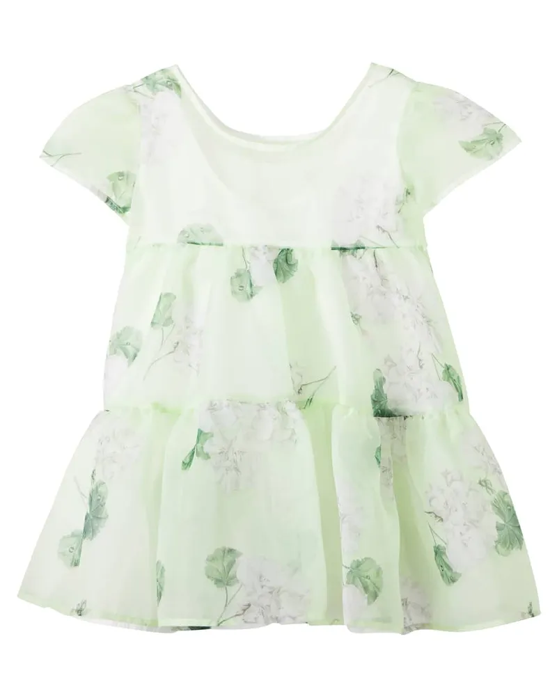 Monnalisa Bedrucktes Kleid aus Organza Grün