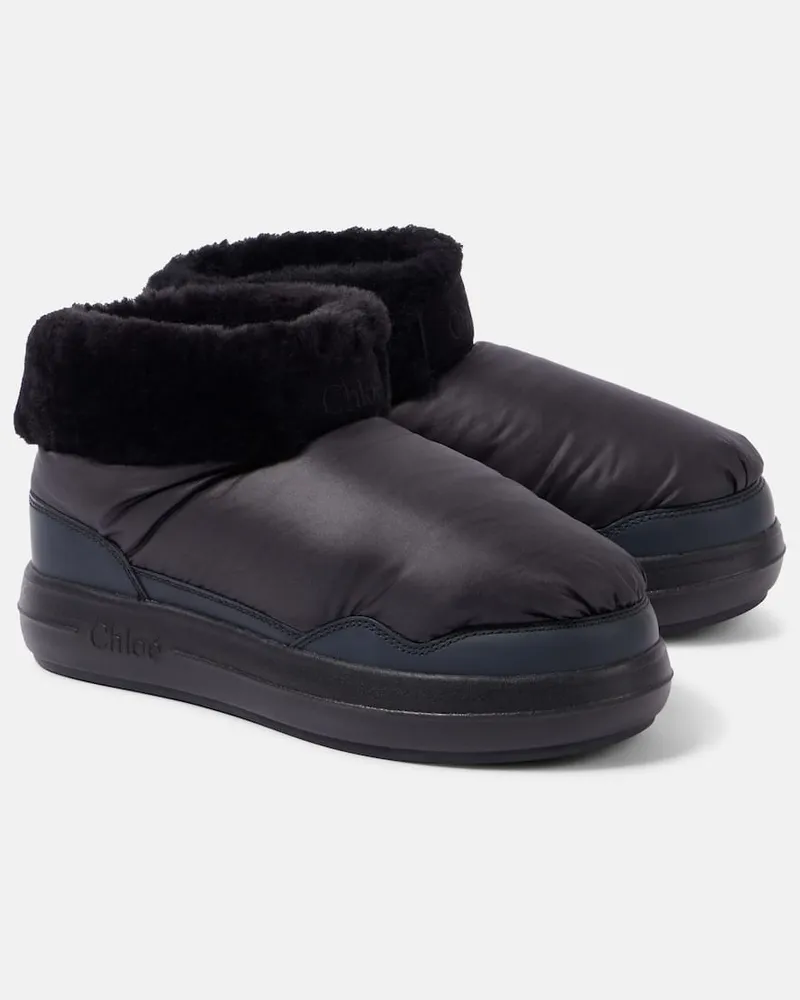 Chloé Chloé Ankle Boots Polar mit Faux Shearling Schwarz