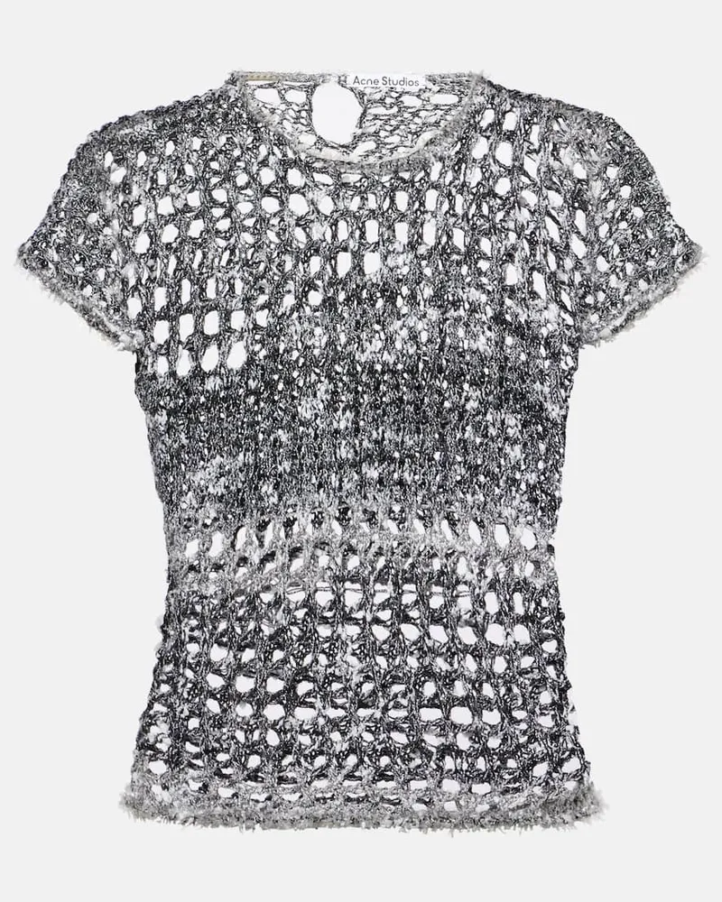 Acne Studios T-Shirt aus Häkelstrick Schwarz