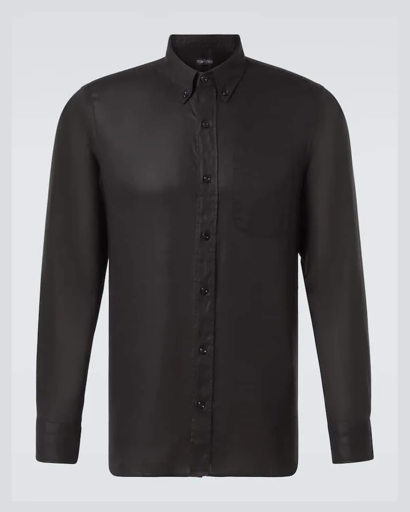 Tom Ford Hemd aus Gabardine Schwarz