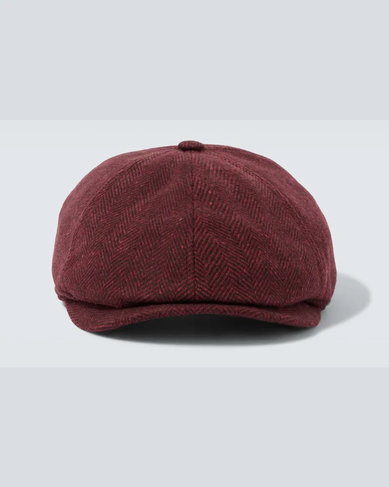 Brunello Cucinelli Schiebermütze aus Wolle und Kaschmir Burgunderrot
