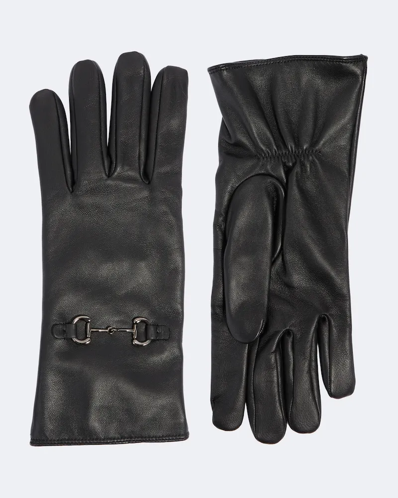 Gucci Handschuhe Horsebit aus Leder Schwarz
