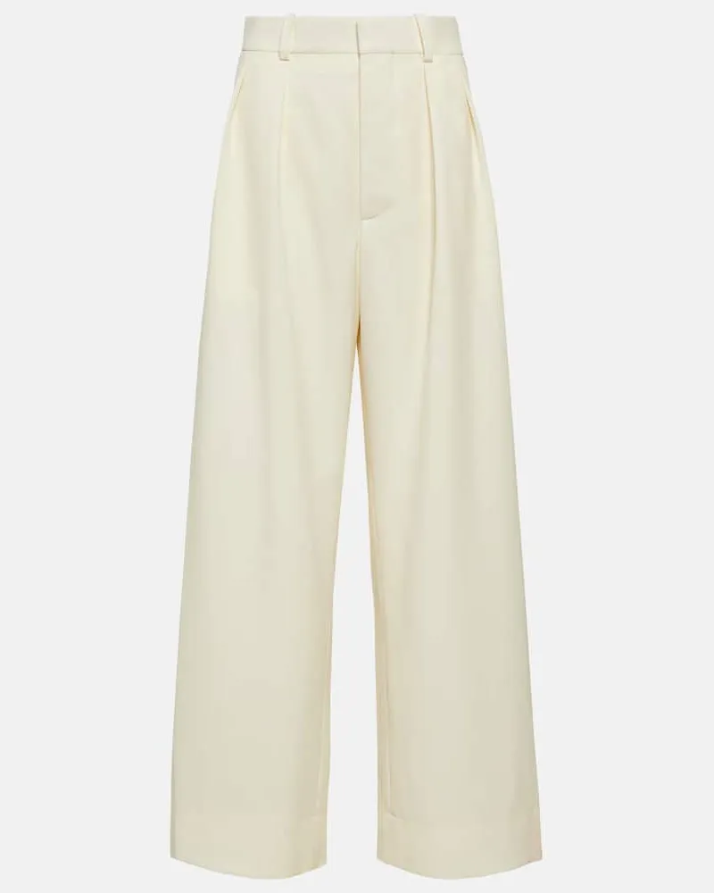 WARDROBE.NYC Weite Low-Rise-Hose aus Wolle Weiß