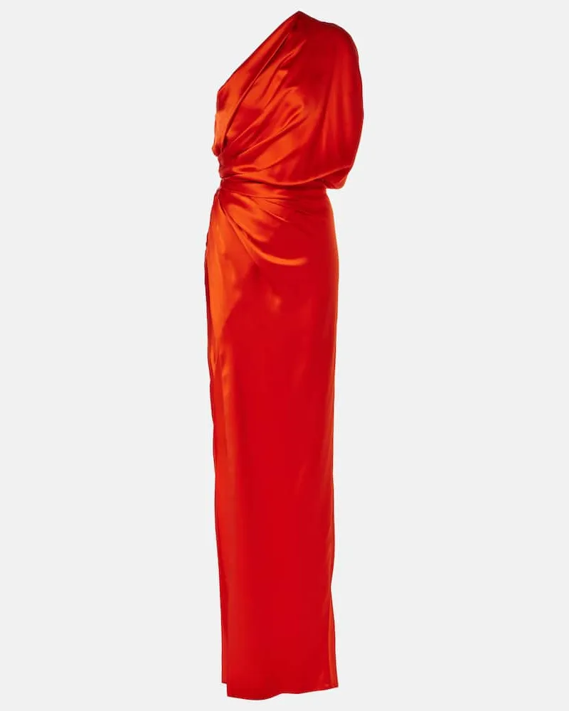 The Sei One-Shoulder-Robe aus Seidensatin Rot