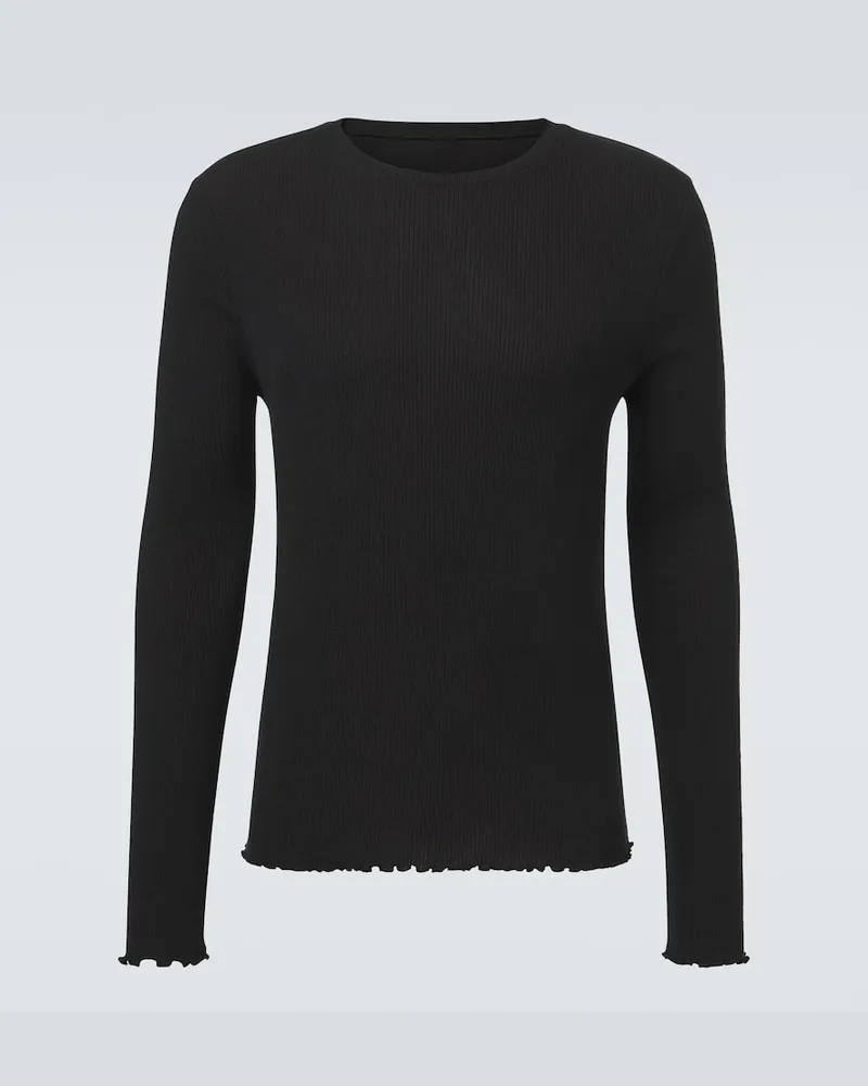 Our Legacy Longsleeve Elongated aus Rippstrick Schwarz