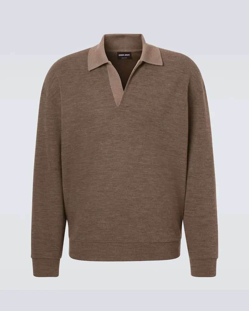 Giorgio Armani Polopullover aus Schurwolle Braun