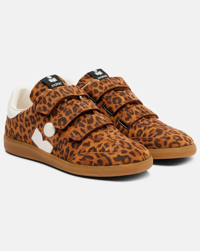 Isabel Marant Bedruckte Sneakers Beth aus Veloursleder Braun