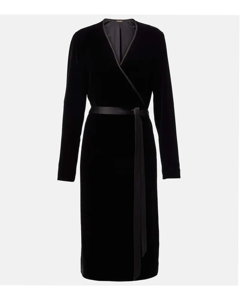 Loro Piana Wickelkleid Susan aus Samt mit Satin Schwarz