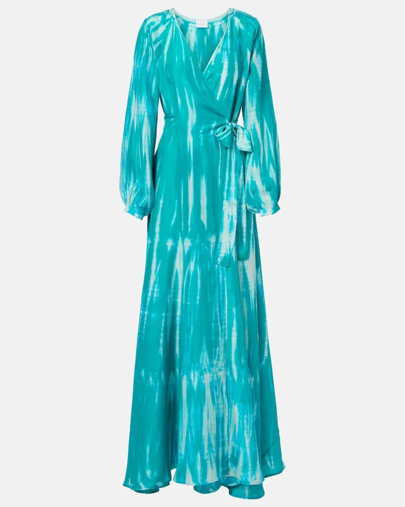 Anna Kosturova Wickelkleid aus Seide Blau