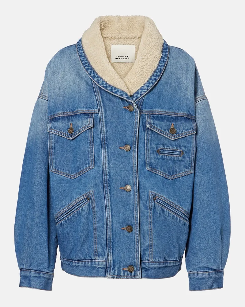 Isabel Marant Jeansjacke Pimia mit Faux Shearling Blau